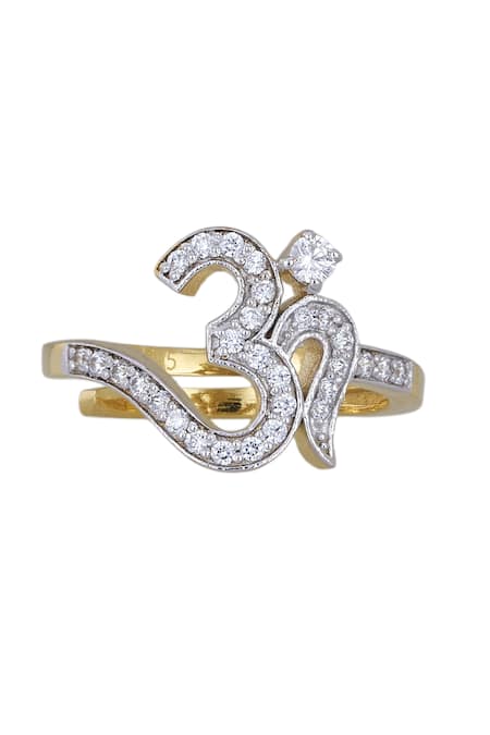 Shop Sica Jewellery Gold Plated Designer 925 Silver Om Ring at Aza Fashions Shop_Sica Jewellery_Gold Plated Designer 925 Silver Om Ring _at_Aza_Fashions