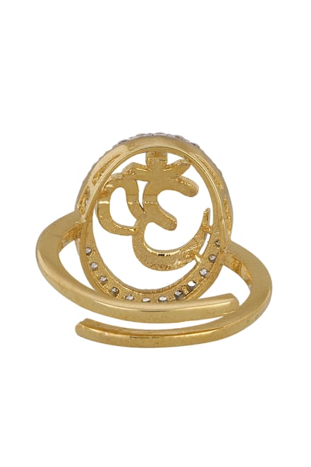 Sica Jewellery_Gold Plated Designer 925 Silver Aum Ring _Online_at_Aza_Fashions