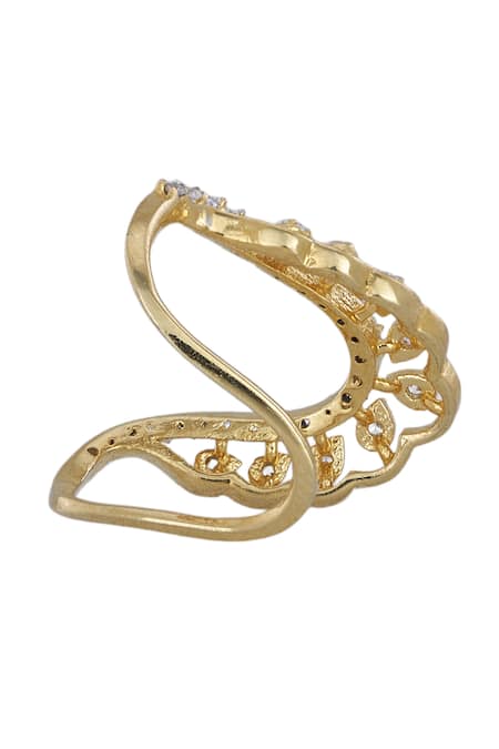 Sica Jewellery_Gold Plated Designer 925 Silver Sukasa Vanki Ring _Online_at_Aza_Fashions