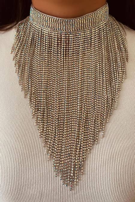 Prerto Crystal Embellished Necklace & Earring Set 