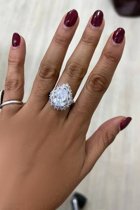 Buy_PRERTO_White Diamonds, Stones Baguette And Tear Drops Choker Set_Online_at_Aza_Fashions