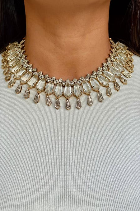 Prerto Crystal Kite Victorian Finish Necklace Set 