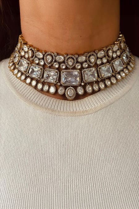Prerto Polki Diamond Kundan Necklace Set 