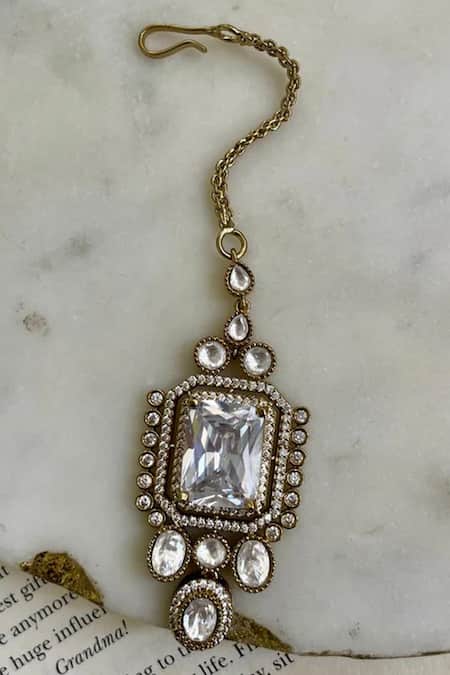 PRERTO White Diamonds, Stones Polki Kundan Necklace Set Online at Aza Fashions PRERTO_White Diamonds, Stones Polki Kundan Necklace Set _Online_at_Aza_Fashions