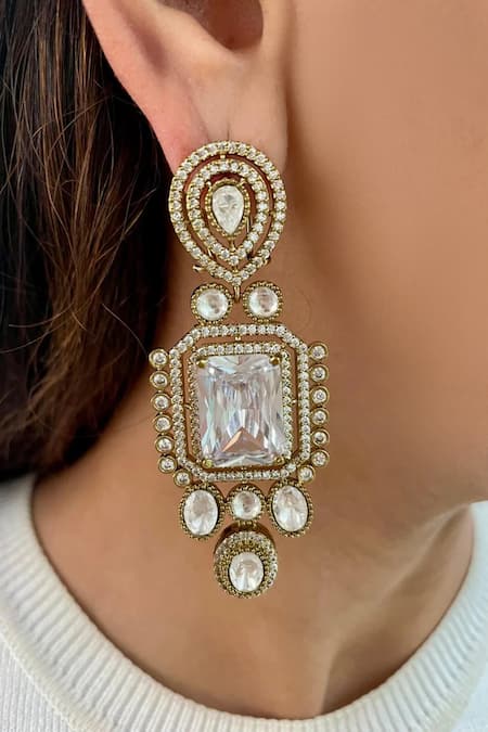 PRERTO Polki Diamond Kundan Necklace Set 