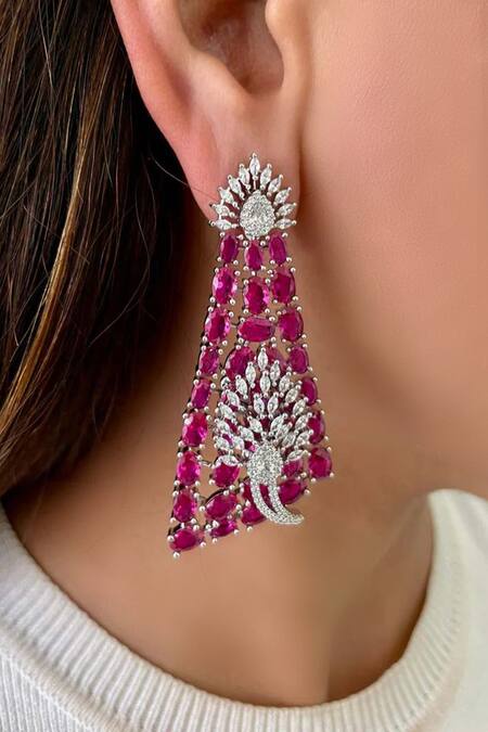 Shop PRERTO Pink Diamonds, Stones Ruby Choker Necklace Set at Aza Fashions Shop_PRERTO_Pink Diamonds, Stones Ruby Choker Necklace Set_at_Aza_Fashions