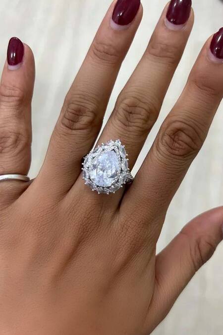 PRERTO_White Stones, Diamonds, Rhinestones Motif Choker Necklace Set_Online_at_Aza_Fashions