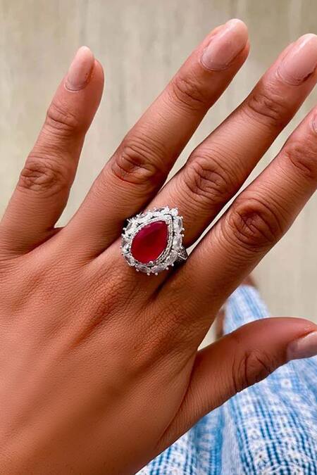 Buy_PRERTO_Purple Rhinestones, Stones Ruby Tennis Necklace Set _Online_at_Aza_Fashions