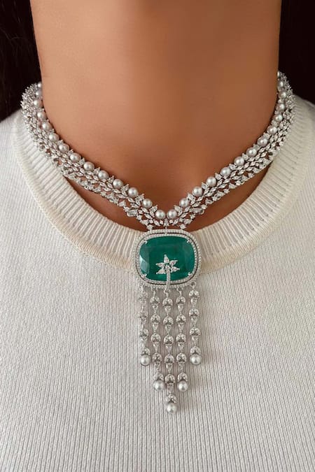 Prerto Emerald Statement Necklace & Earring Set 