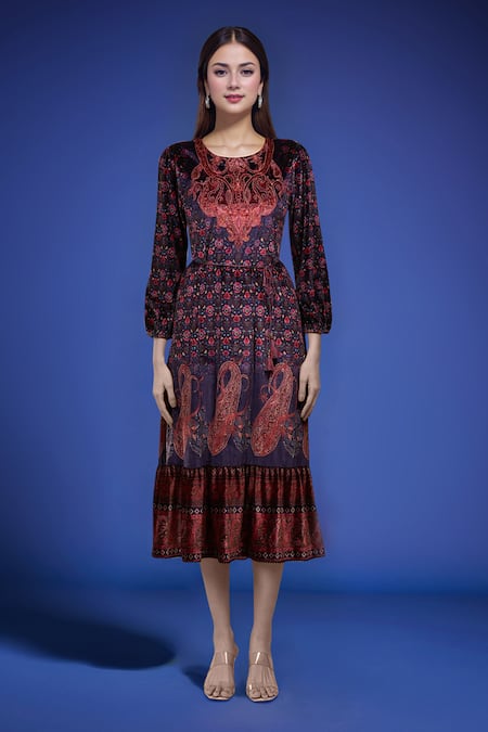 Samyukta Singhania Floral Print Blue Dress 