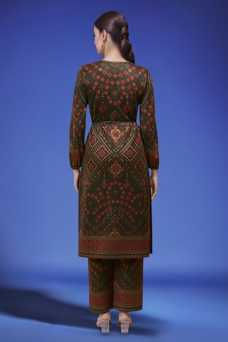 Samyukta Singhania Green Printed Kurta Pant Set 