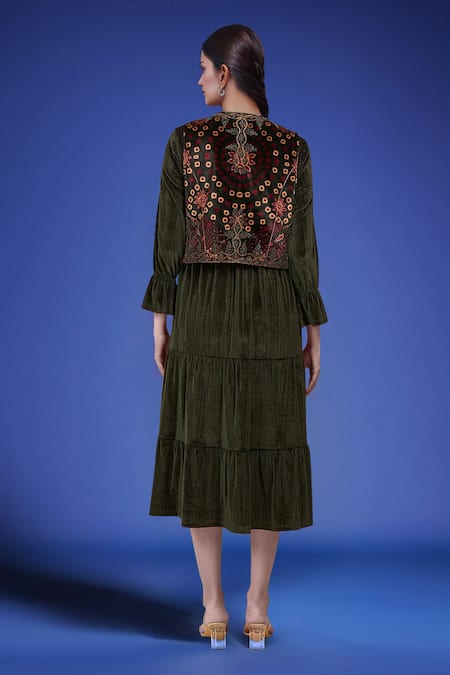 Samyukta Singhania Embroidered Jacket Dress Set 