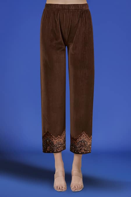 Buy_Samyukta Singhania_Black Polyester Embroidery Round Neck Printed Kaftan And Pant Set _Online_at_Aza_Fashions