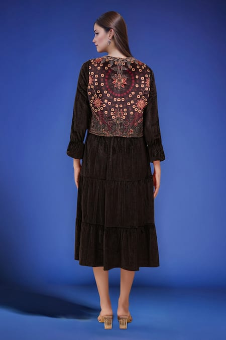 Samyukta Singhania Black Dress With Embroidered Jacket 