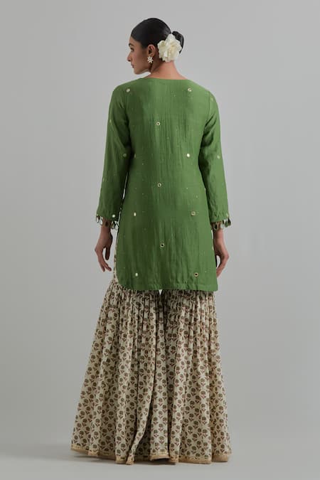 Ikshita Choudhary Green Chanderi Kurta Gharara Set 