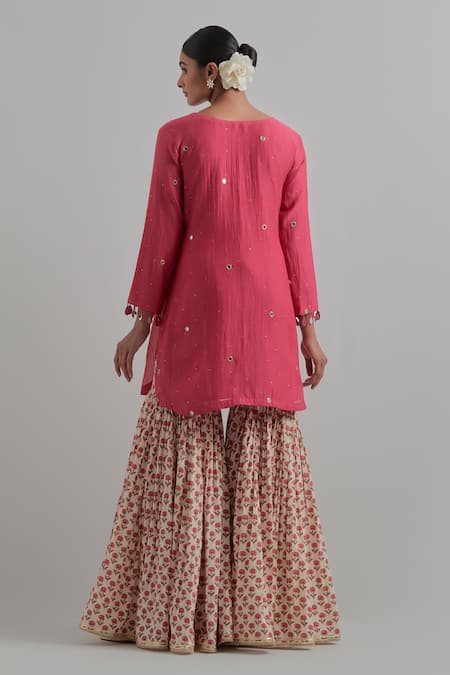 Ikshita Choudhary Chanderi Block Print Kurta Gharara Set 