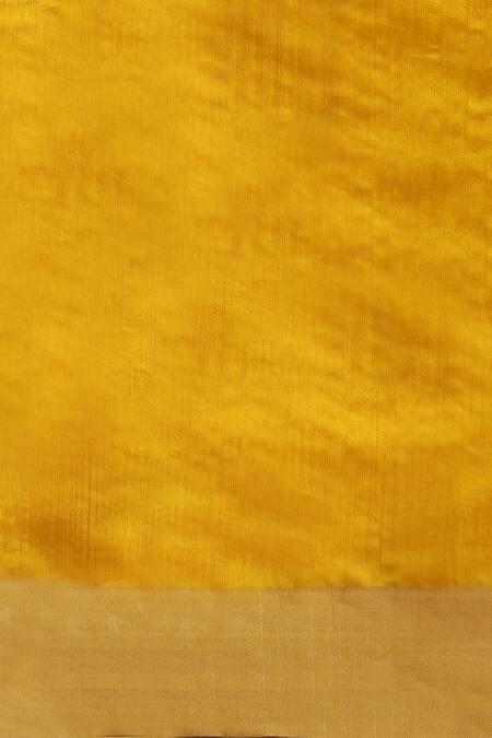 Shop_Weaver Story_Yellow Chanderi Saree With Running Blouse _Online_at_Aza_Fashions