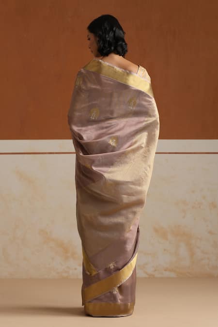 Weaver Story Light Mauve Chanderi Saree With Running Blouse 