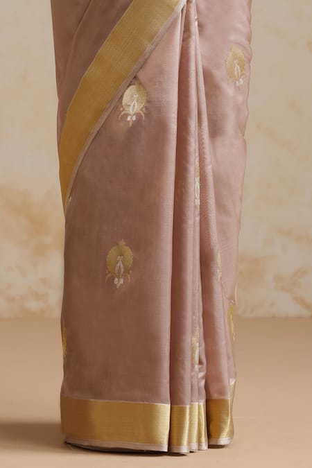 Buy_Weaver Story_Purple Chanderi Embroidery Light Mauve Saree With Running Blouse _Online_at_Aza_Fashions