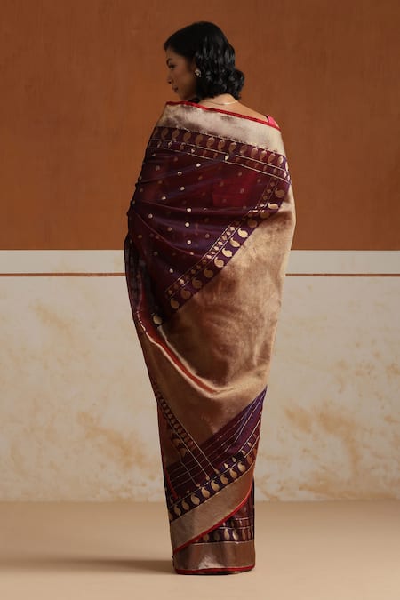 Weaver Story Plum Chanderi Saree With Running Blouse 