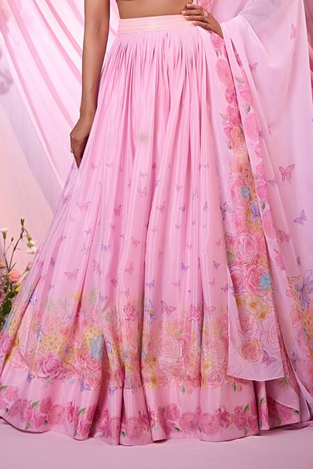 Buy Label Priyanka Kar Pink Chinon, Georgette Embroidery Plunge Neck Floral Hand Lehenga Set Online at Aza Fashions Buy_Label Priyanka Kar_Pink Chinon, Georgette Embroidery Plunge Neck Floral Hand Lehenga Set _Online_at_Aza_Fashions