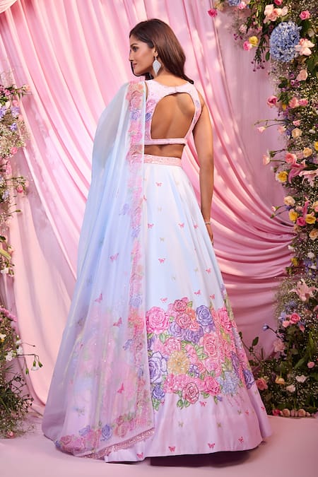 Label Priyanka Kar Floral Embroidered Lehenga Set 