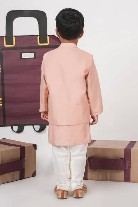 Little Brats Onion Pink Aeroplanes Cloud Kurta Set 