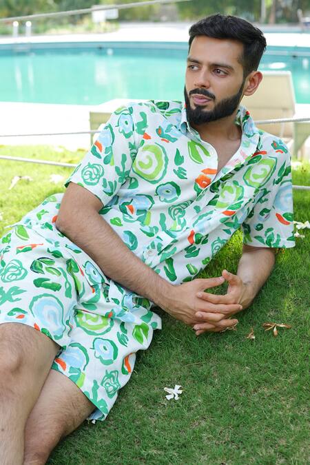 Buy_RAAS LIFE_White Linen, Cotton Painted Floral Coord Set _Online_at_Aza_Fashions