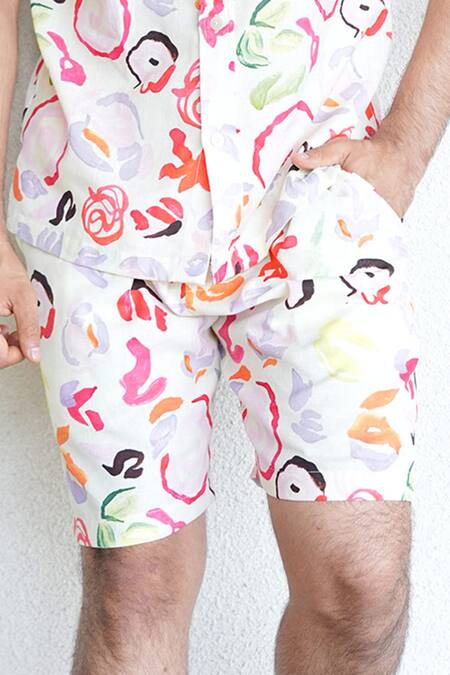 RAAS LIFE Pink Linen, Cotton Painted Floral Shirt And Shorts Coord Set Online at Aza Fashions RAAS LIFE_Pink Linen, Cotton Painted Floral Shirt And Shorts Coord Set _Online_at_Aza_Fashions