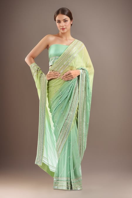 Anushree Reddy Sequin Embroidered Saree With Unstitched Blouse 
