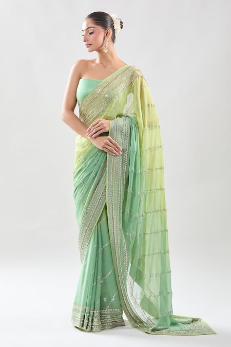 Anushree Reddy Sequin Embroidered Saree With Unstitched Blouse 