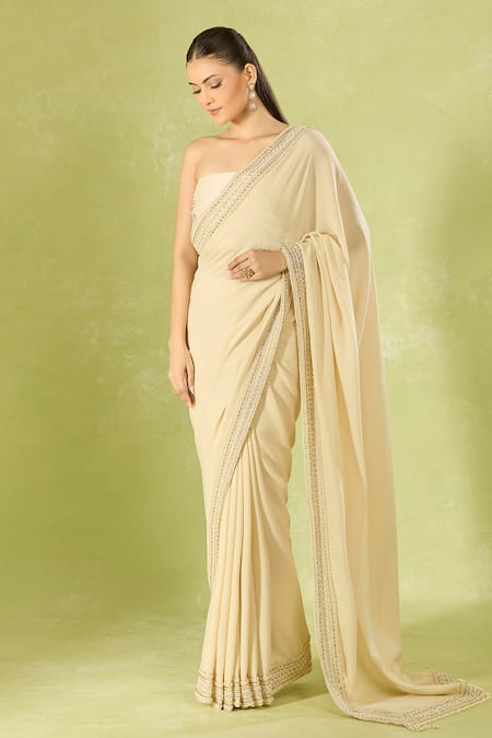 Shop Tarun Tahiliani Ivory Beads Classic Saree Set at Aza Fashions Shop_Tarun Tahiliani_Ivory Beads Classic Saree Set _at_Aza_Fashions