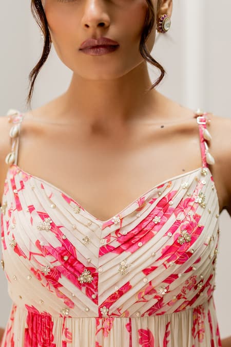 Buy Paulmi And Harsh Pink Georgette Embroidery, Pearls V-neck Floral Printed Anarkali Set Online at Aza Fashions Buy_Paulmi And Harsh_Pink Georgette Embroidery, Pearls V-neck Floral Printed Anarkali Set _Online_at_Aza_Fashions