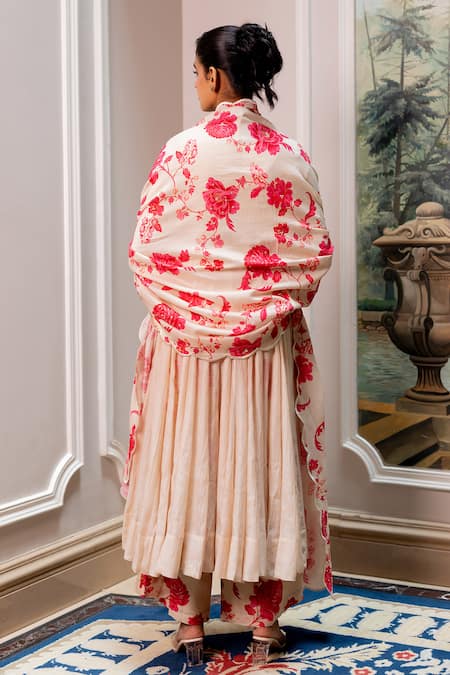 Paulmi And Harsh Cream Floral Anarkali Set 