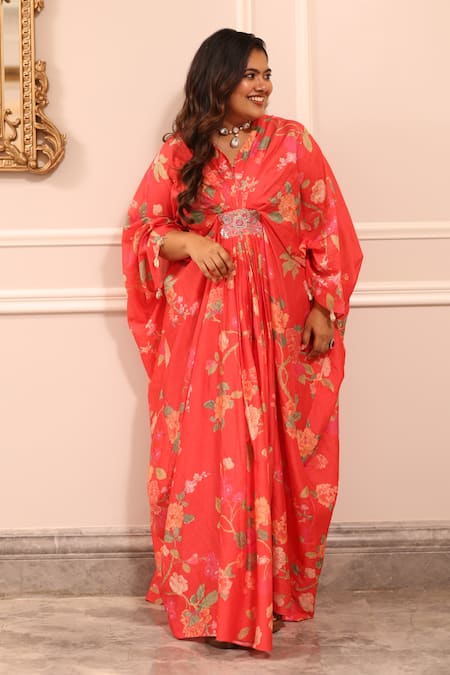Paulmi And Harsh Floral Print Kaftan  
