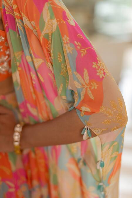 Buy Paulmi And Harsh Pink Georgette Embroidery Round Neck Multi Printed Jacket Set Online at Aza Fashions Buy_Paulmi And Harsh_Pink Georgette Embroidery Round Neck Multi Printed Jacket Set _Online_at_Aza_Fashions