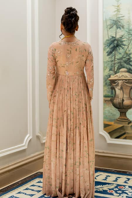 Paulmi And Harsh Old Rose Pink Georgette Anarkali 