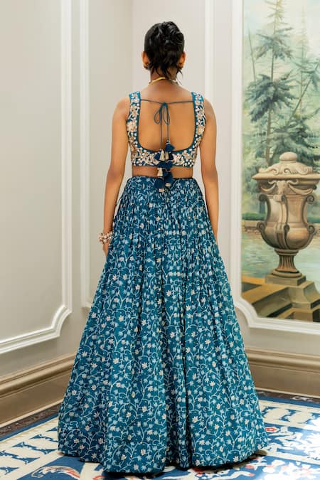 Paulmi And Harsh Designer Blue Lehenga Set 