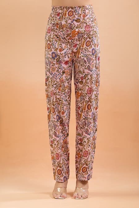 Anamika Khanna_Multi Color Beads, Sequins Round Neck Bloom Print Kurta Set_at_Aza_Fashions