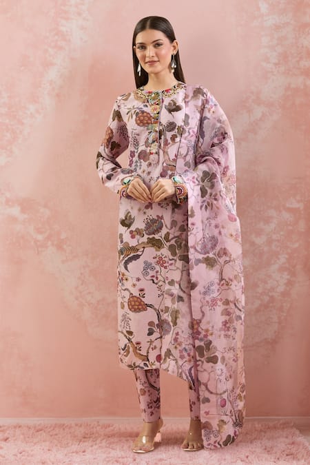 Anamika Khanna Bloom Print Kurta Pant Set 