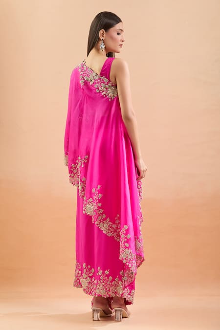 Anamika Khanna Floral Embroidered Cape Skirt Set 