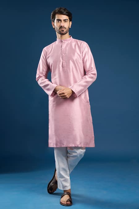 Arihant Rai Sinha Onion Pink Dupion Silk Kurta Set 