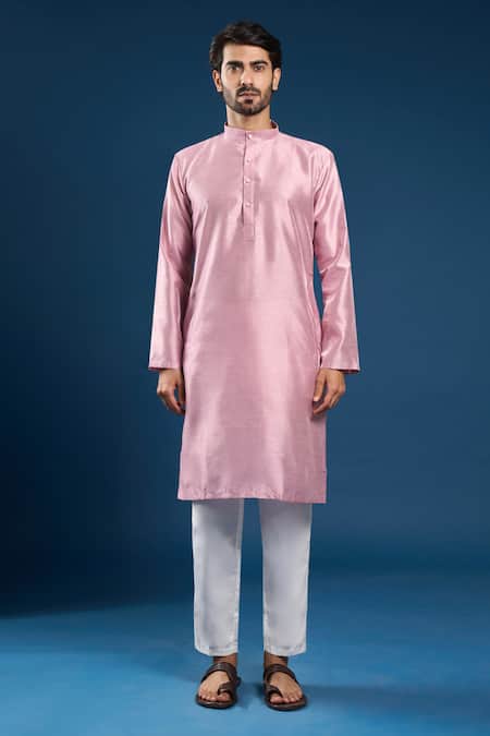 Arihant Rai Sinha Pink Silk, Cotton Onion Dupion Kurta Set Online at Aza Fashions Arihant Rai Sinha_Pink Silk, Cotton Onion Dupion Kurta Set _Online_at_Aza_Fashions