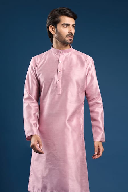 Shop Arihant Rai Sinha Pink Silk, Cotton Onion Dupion Kurta Set Online at Aza Fashions Shop_Arihant Rai Sinha_Pink Silk, Cotton Onion Dupion Kurta Set _Online_at_Aza_Fashions