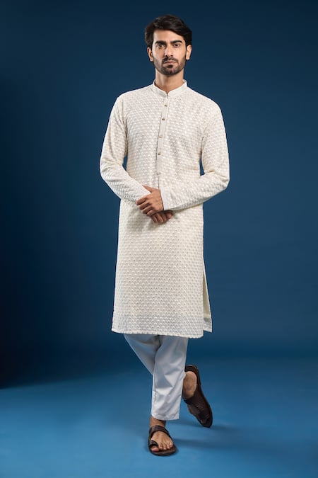 Arihant Rai Sinha Beige Thread Embroidered Kurta Set 