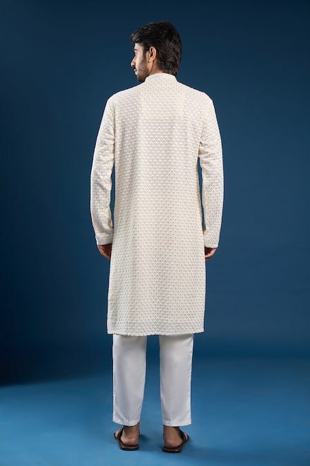 Arihant Rai Sinha Beige Thread Embroidered Kurta Set 