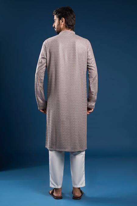Arihant Rai Sinha Light Grey Thread Work Kurta & Pant Set