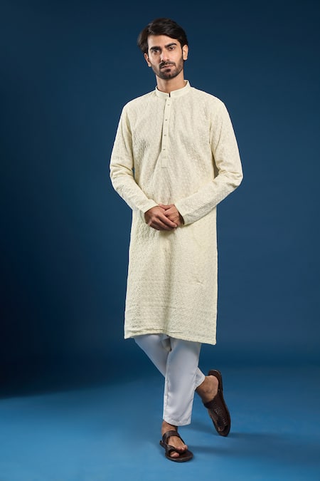 Arihant Rai Sinha Beige Thread Embroidered Kurta Set 