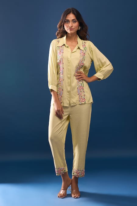 Samyukta Singhania Green Cotton Pant Set 