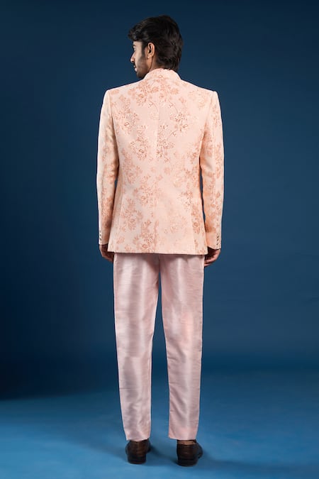 Arihant Rai Sinha Peach Self Weaving Sherwani Set 